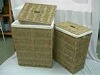 Seagrass basket, w/ lid, inside cotton, natural color, set 2.